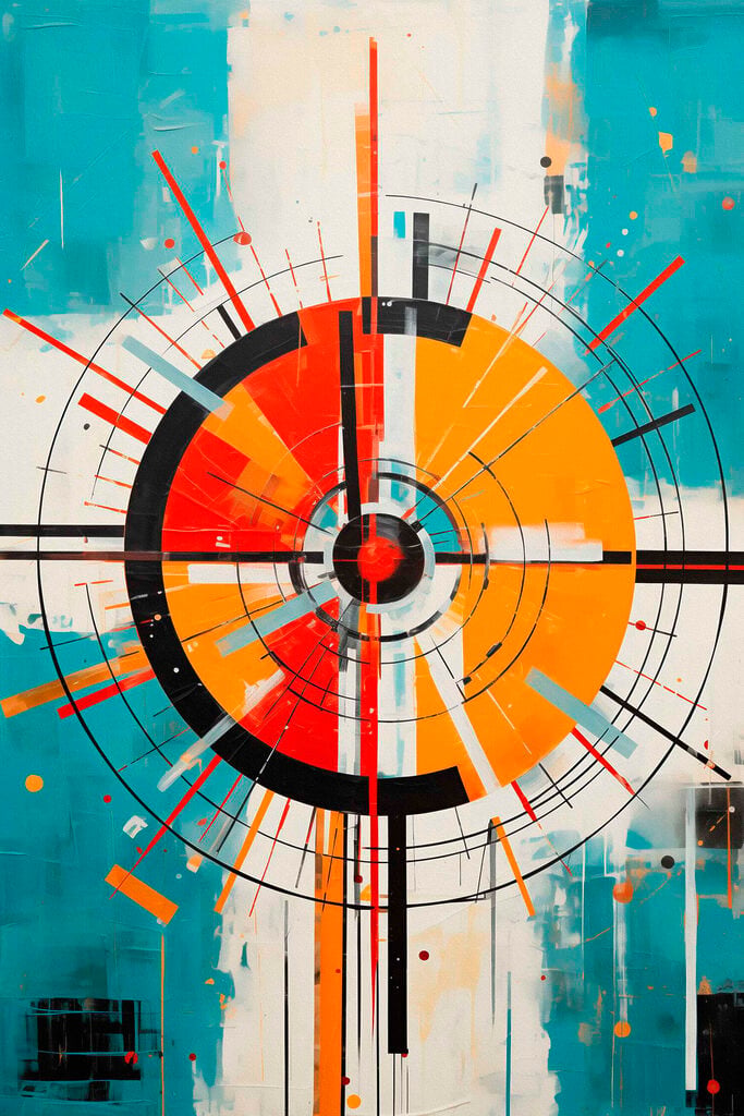 Colorful circle with lines and dots
