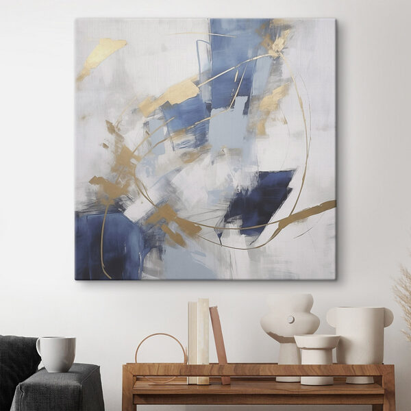 Painting of a blue and white wall