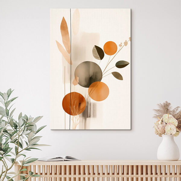 - Soft hues and botanical shapes unite
