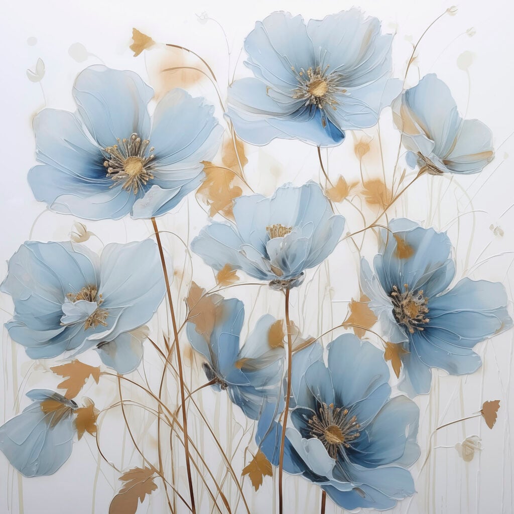 Painting of flowers on a white background