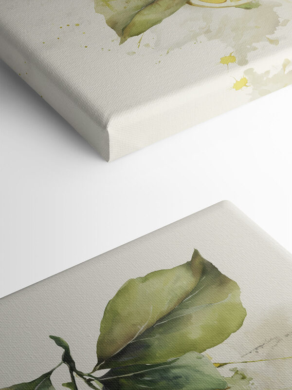 Watercolor painting of lemons and leaves