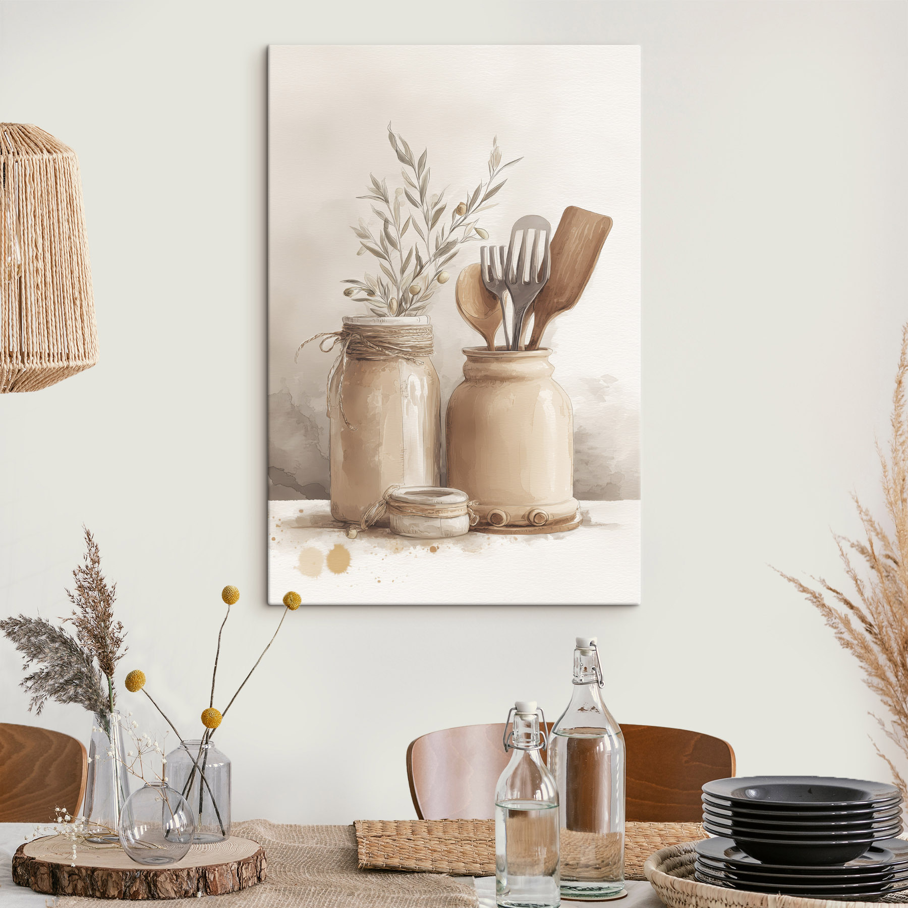 Painting of jars with utensils