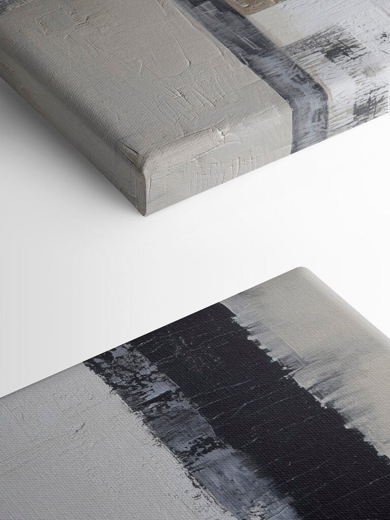 Painting of a white and black rectangular object