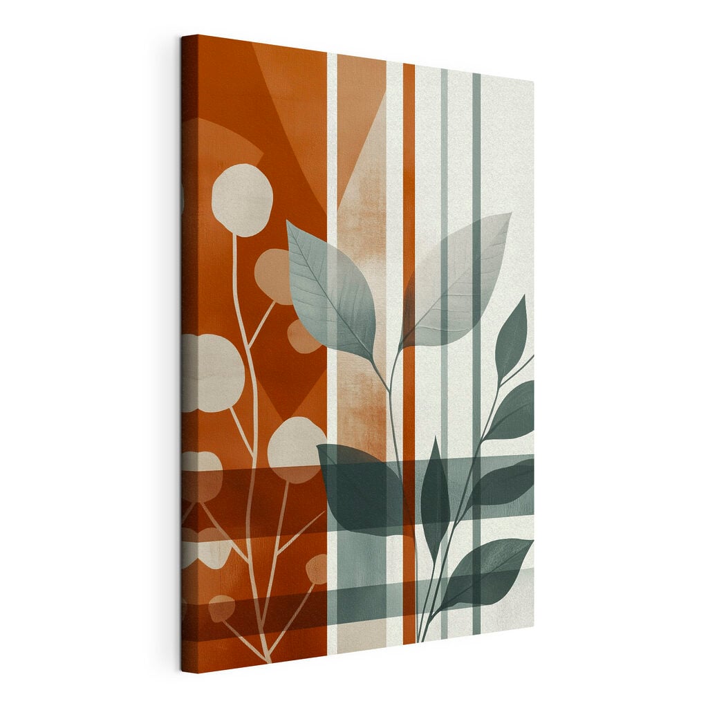 Artistic play of leaves and lines