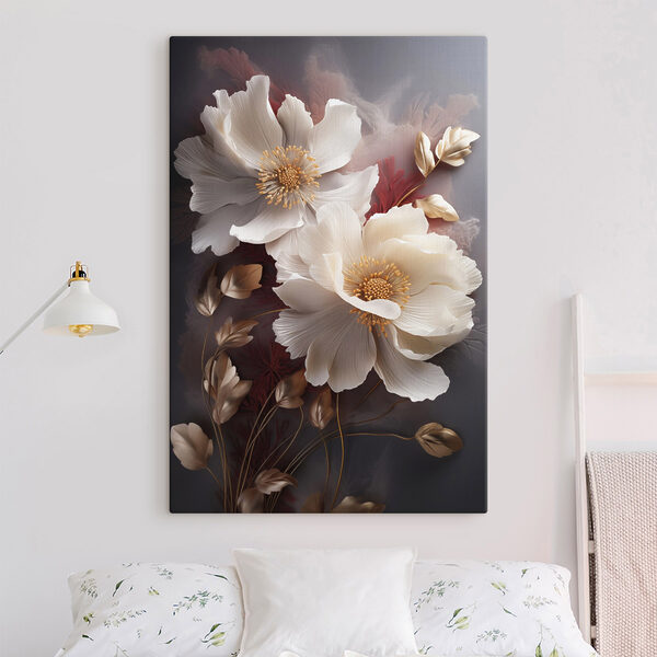 Canvas Schilderijen Elegante bloemen in zachte tinten