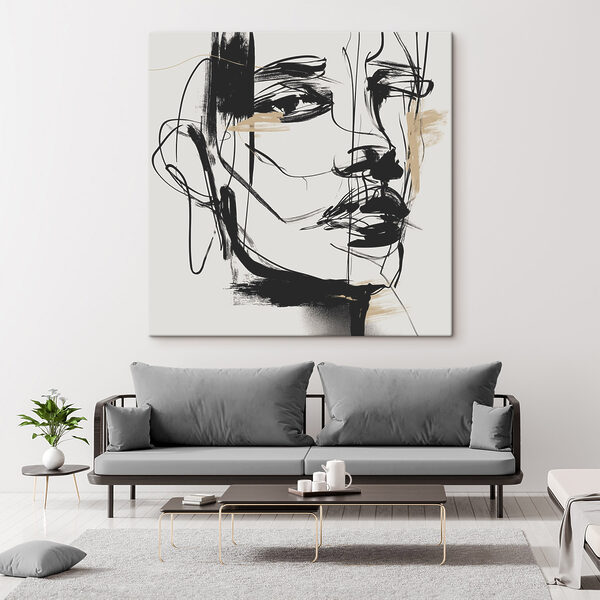 Black and white drawing of a woman's face