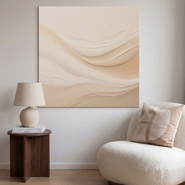 Canvas Schilderijen Witte en bruine golvende lijnen