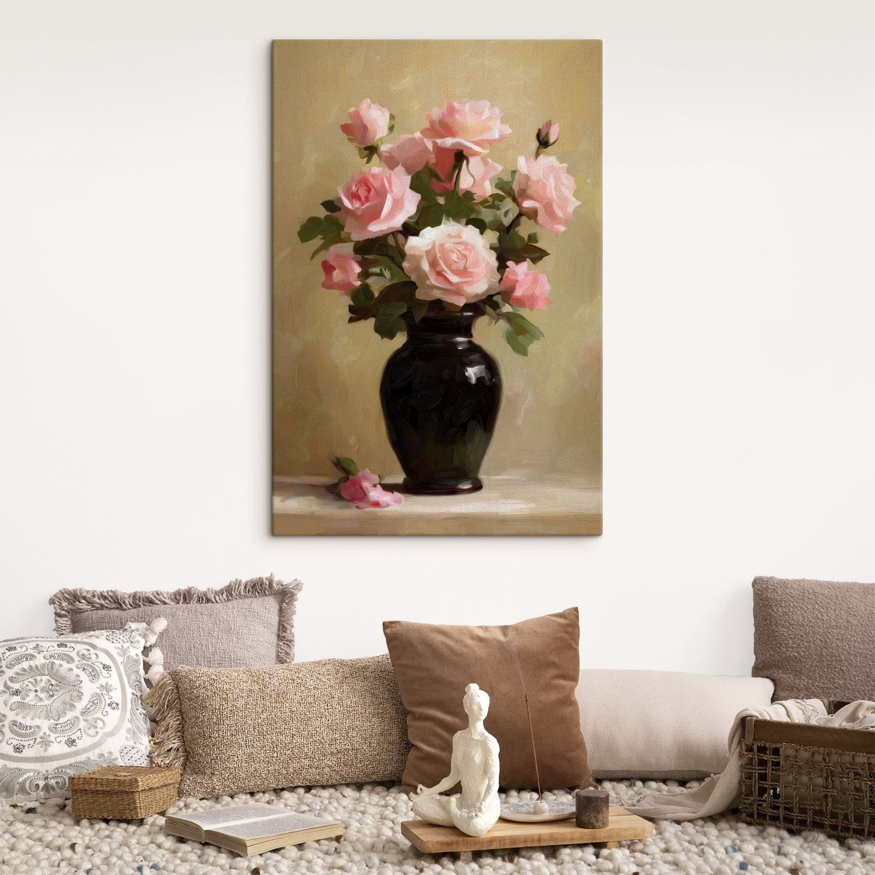 Vase with pink flowers