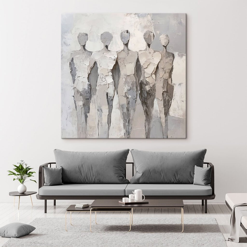 Group of people painted in white