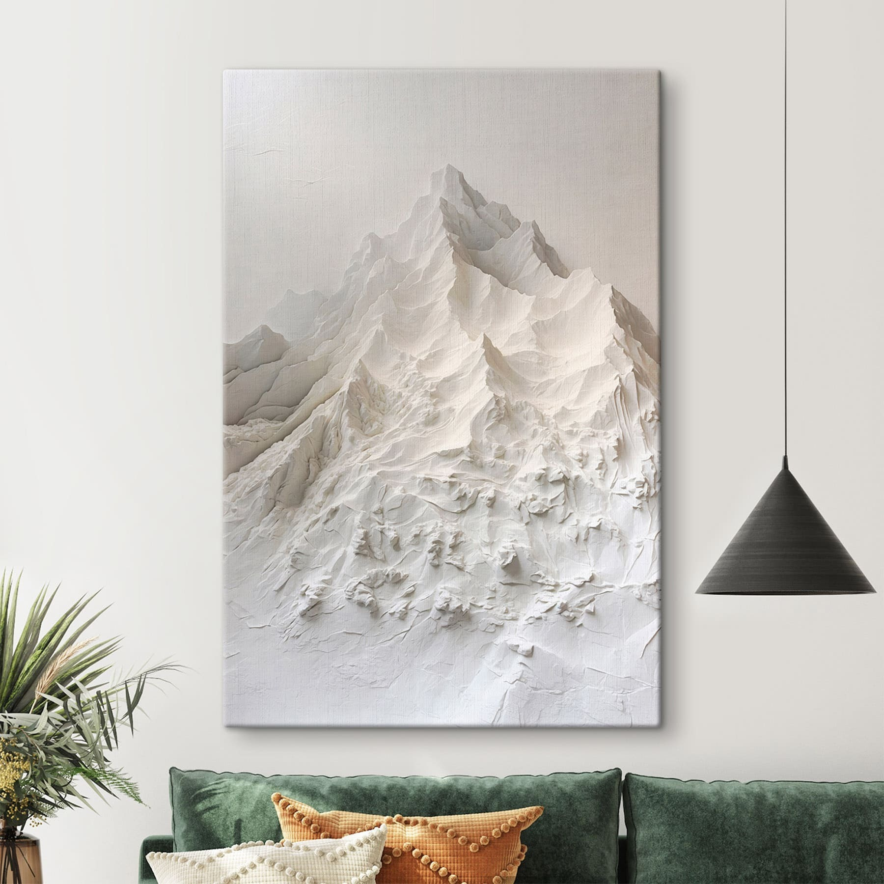 White mountain with snow