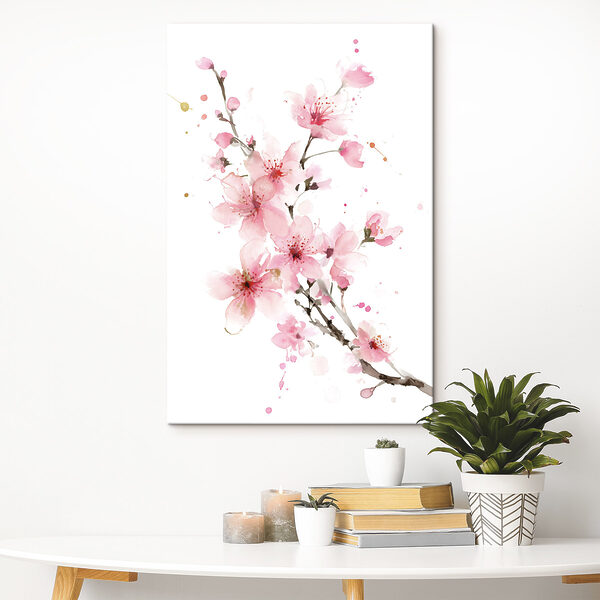 Canvas Schilderijen Aquarel van roze bloemen