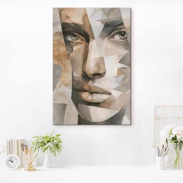 Canvas Schilderijen Canvas Schilderijen Abstract portret met geometrische vormen (Artikelnummer: s48562)