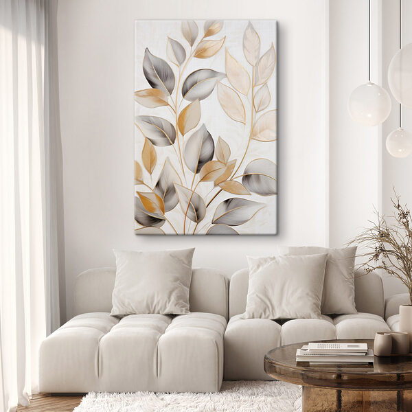 Canvas Schilderijen Canvas Schilderijen Op de natuur geïnspireerd ontwerp met fijne blaadjes (Artikelnummer: s48746)