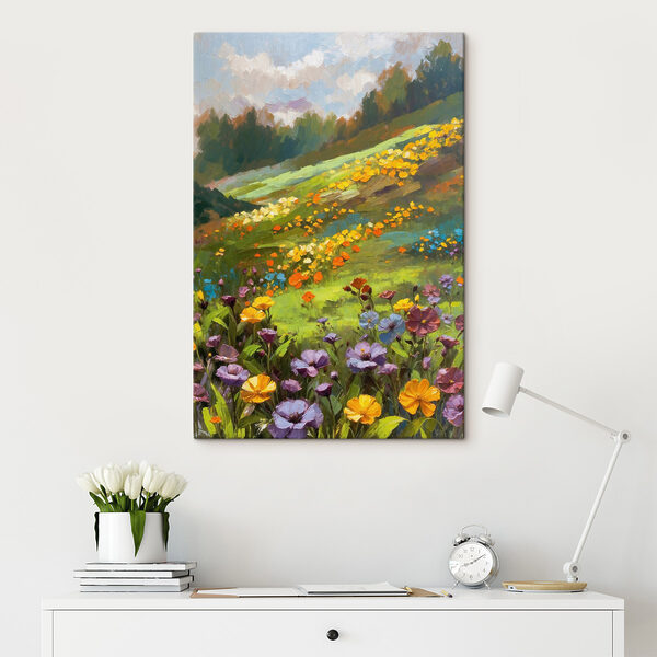 Canvas Schilderijen Canvas Schilderijen Schilderij van een bloemenveld (Artikelnummer: s48827)
