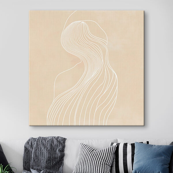 Canvas Schilderijen Canvas Schilderijen Witte lijntekening van een vrouw (Artikelnummer: s48875)