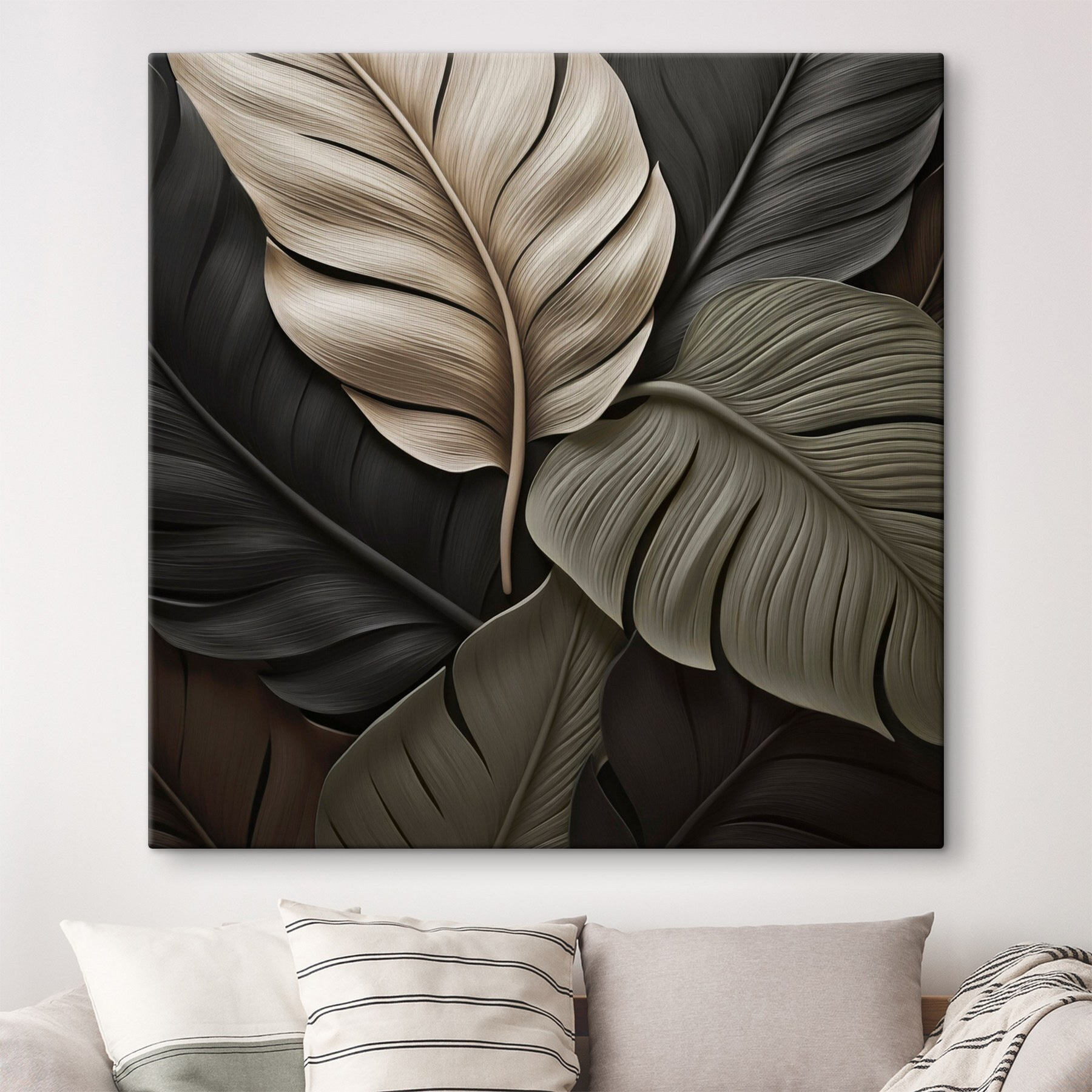 Group of black and white leaves
