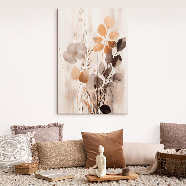 Canvas Schilderijen Canvas Schilderijen Schilderij van bloemen en bladeren (Artikelnummer: s49147)