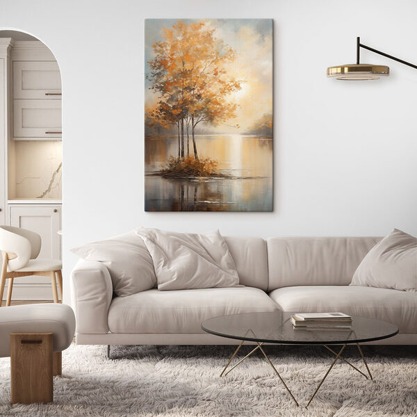 Canvas Schilderijen Canvas Schilderijen Schilderij van bomen in een meer (Artikelnummer: s49151)
