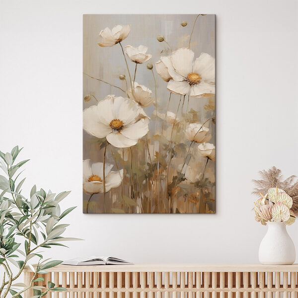 Canvas Schilderijen Canvas Schilderijen Schilderij van witte bloemen (Artikelnummer: s49159)