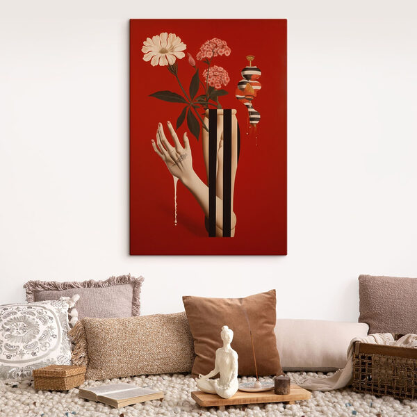 Canvas Schilderijen Canvas Schilderijen Poster met een hand en bloemen (Artikelnummer: s49192)