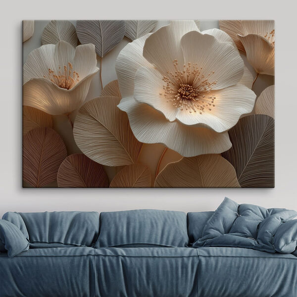 Canvas Schilderijen Canvas Schilderijen Kunstwerk met een gedetailleerd bloemen- en bladmotief (Artikelnummer: s49218)