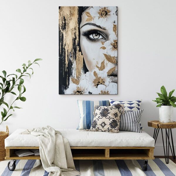 Canvas Schilderijen Canvas Schilderijen Fijne bloemen die een portret verfraaien (Artikelnummer: s49271)