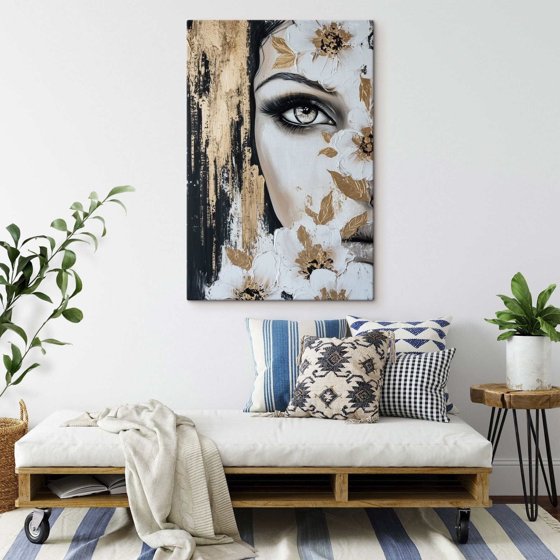 Delicate flowers embellishing a portrait