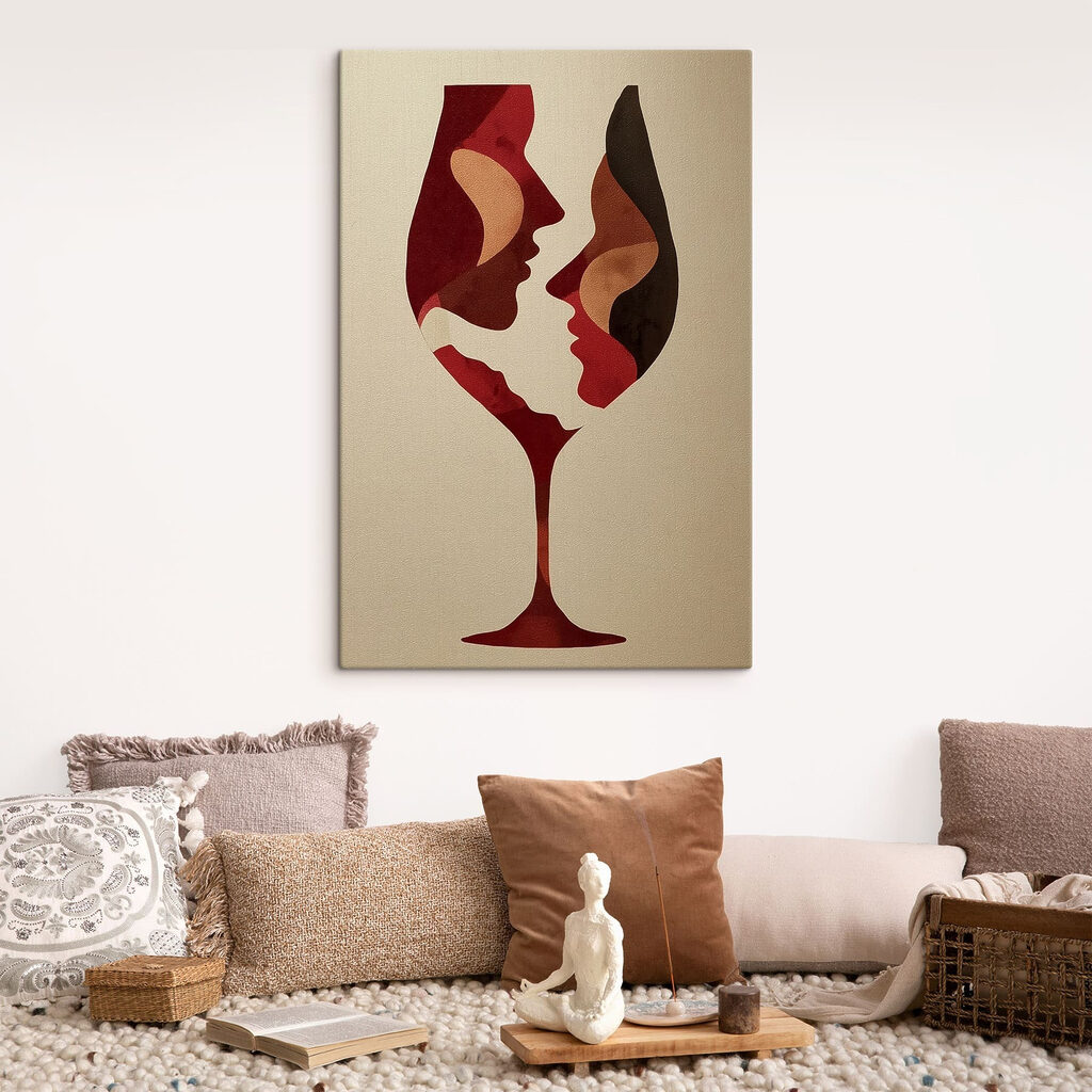 Wine glass with faces in it