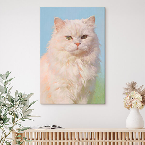 Canvas Schilderijen Canvas Schilderijen Witte kat met groene ogen (Artikelnummer: s49351)