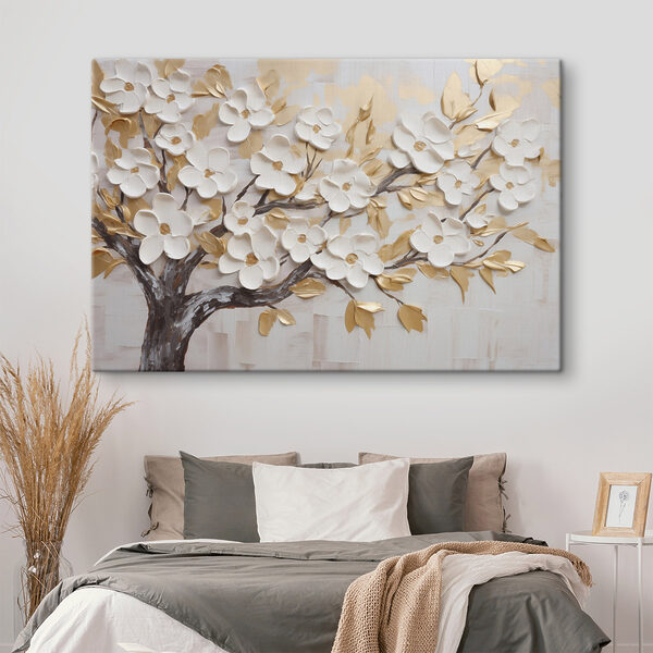Canvas Schilderijen Verfijnde bloemen in een rustgevende kleurenpalet