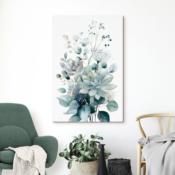 Canvas Schilderijen Verfijnde bloemen in zachte tinten