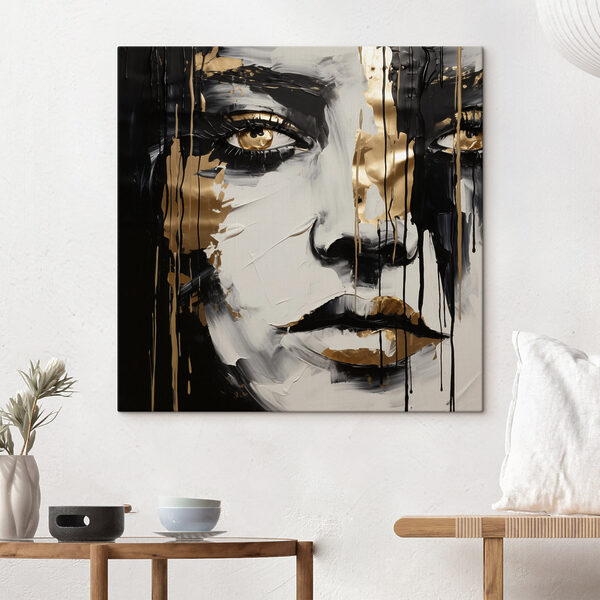 Canvas Schilderijen Canvas Schilderijen Een expressief portret in contrasterende kleuren (Artikelnummer: s49442)