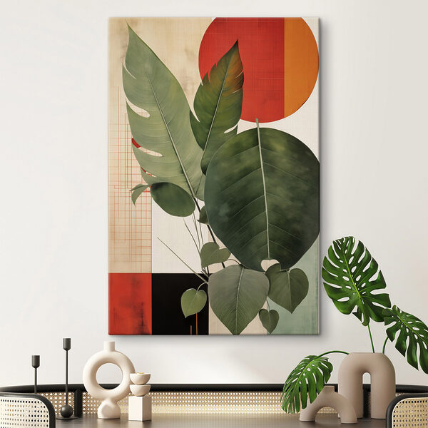 Canvas Schilderijen Canvas Schilderijen Plant met bladeren in een pot (Artikelnummer: s49490)