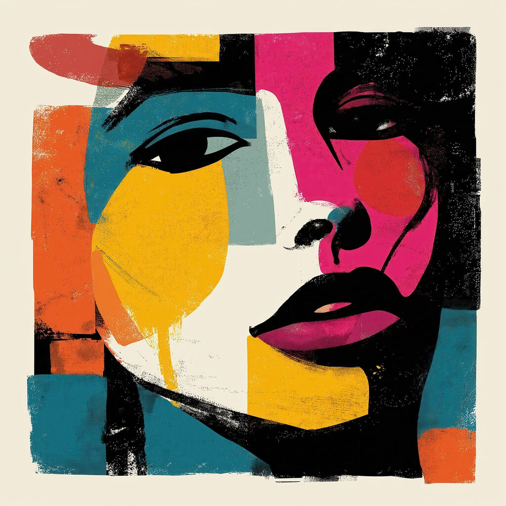 Woman's face with colorful paint