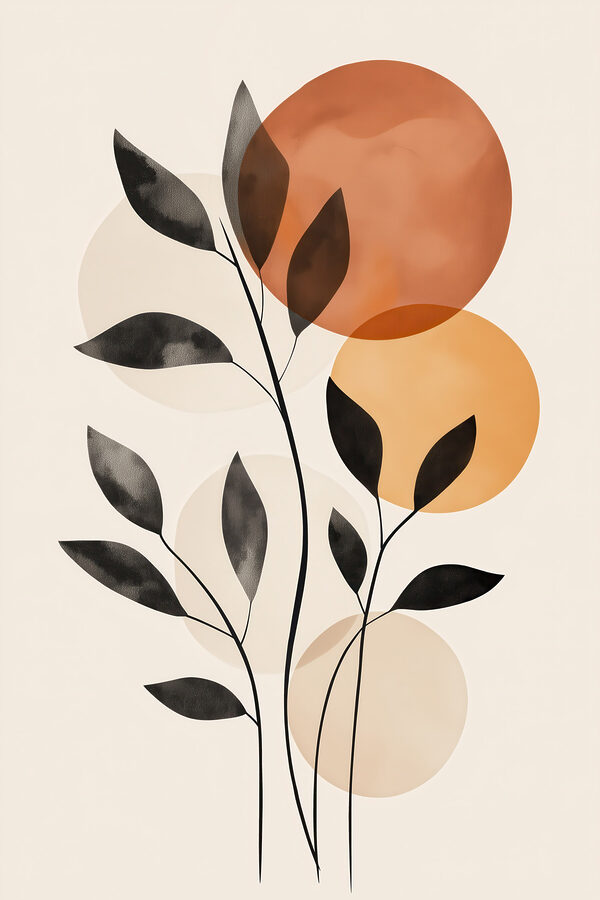 Plant with leaves and circles