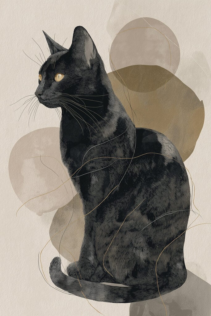 Black cat with yellow eyes