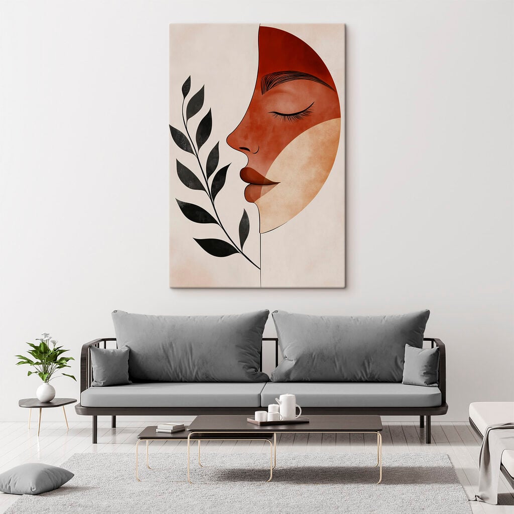Face and leaf drawing