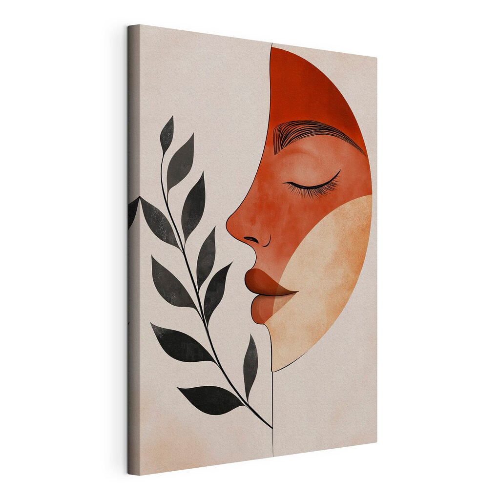 Face and leaf drawing
