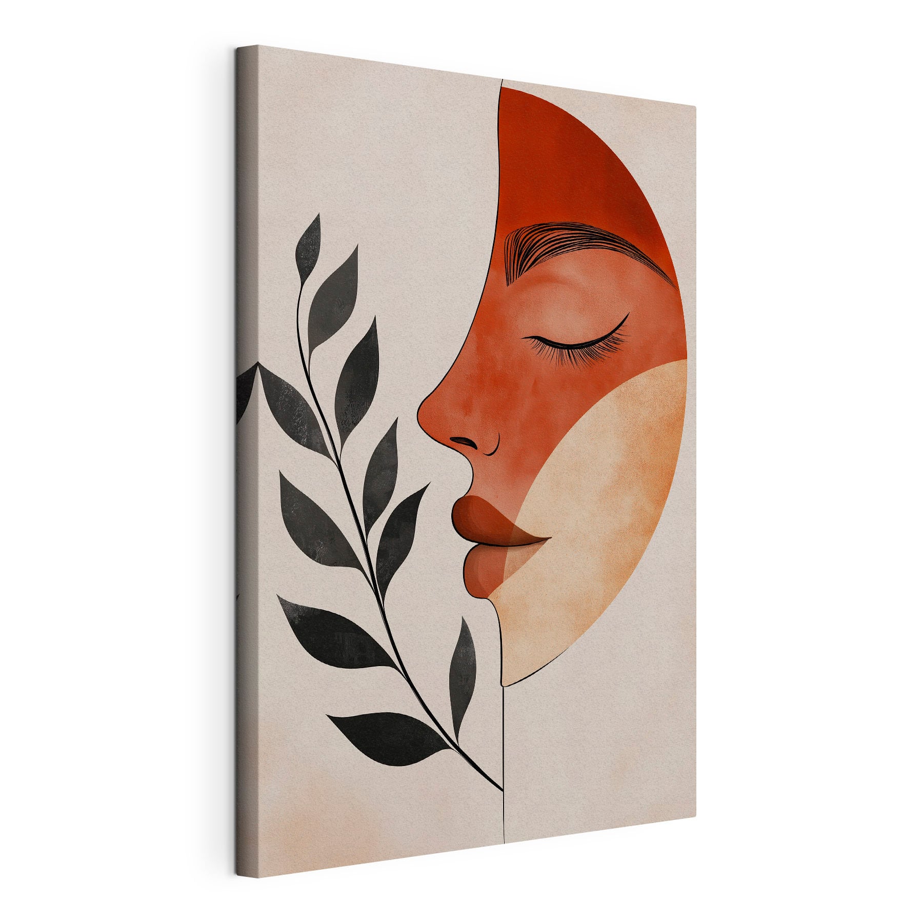 Face and leaf drawing