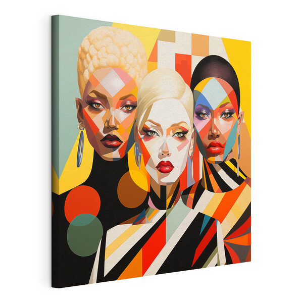 Canvas Schilderijen Canvas Schilderijen Een groep vrouwen met gezichten in verschillende kleuren (Artikelnummer: s50253)