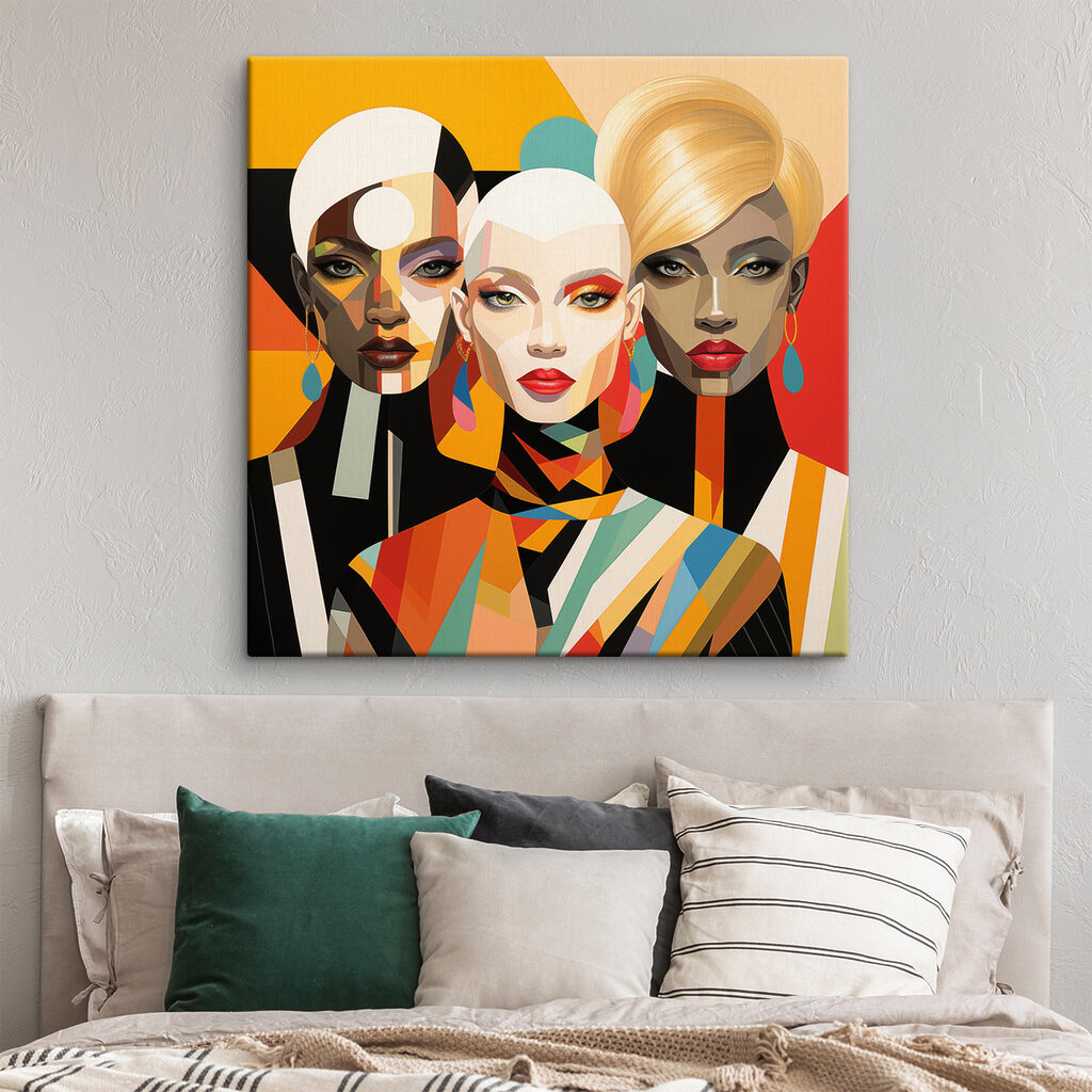 Group of women with different colored faces