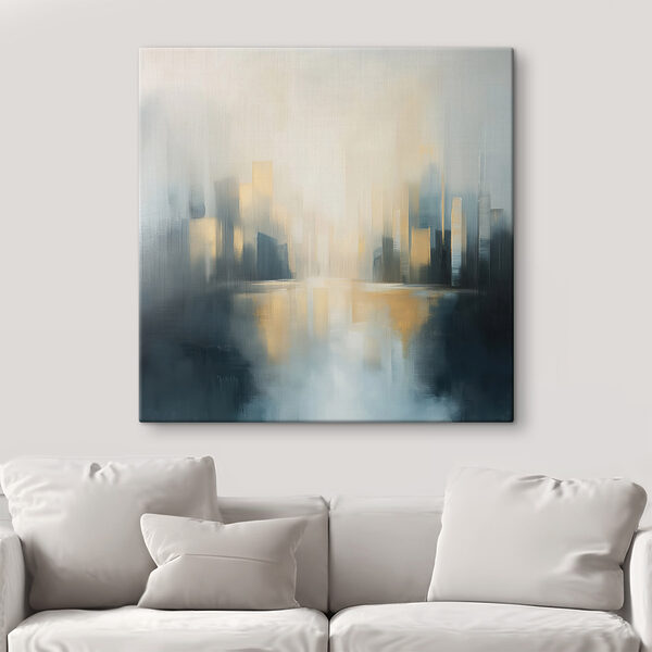 Cityscape with a river in the background